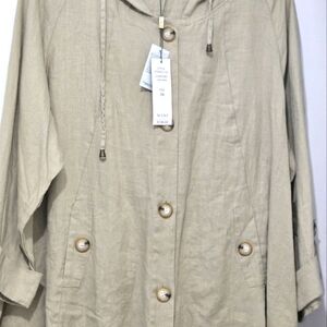 Beige cotton jacket with hood,pockets